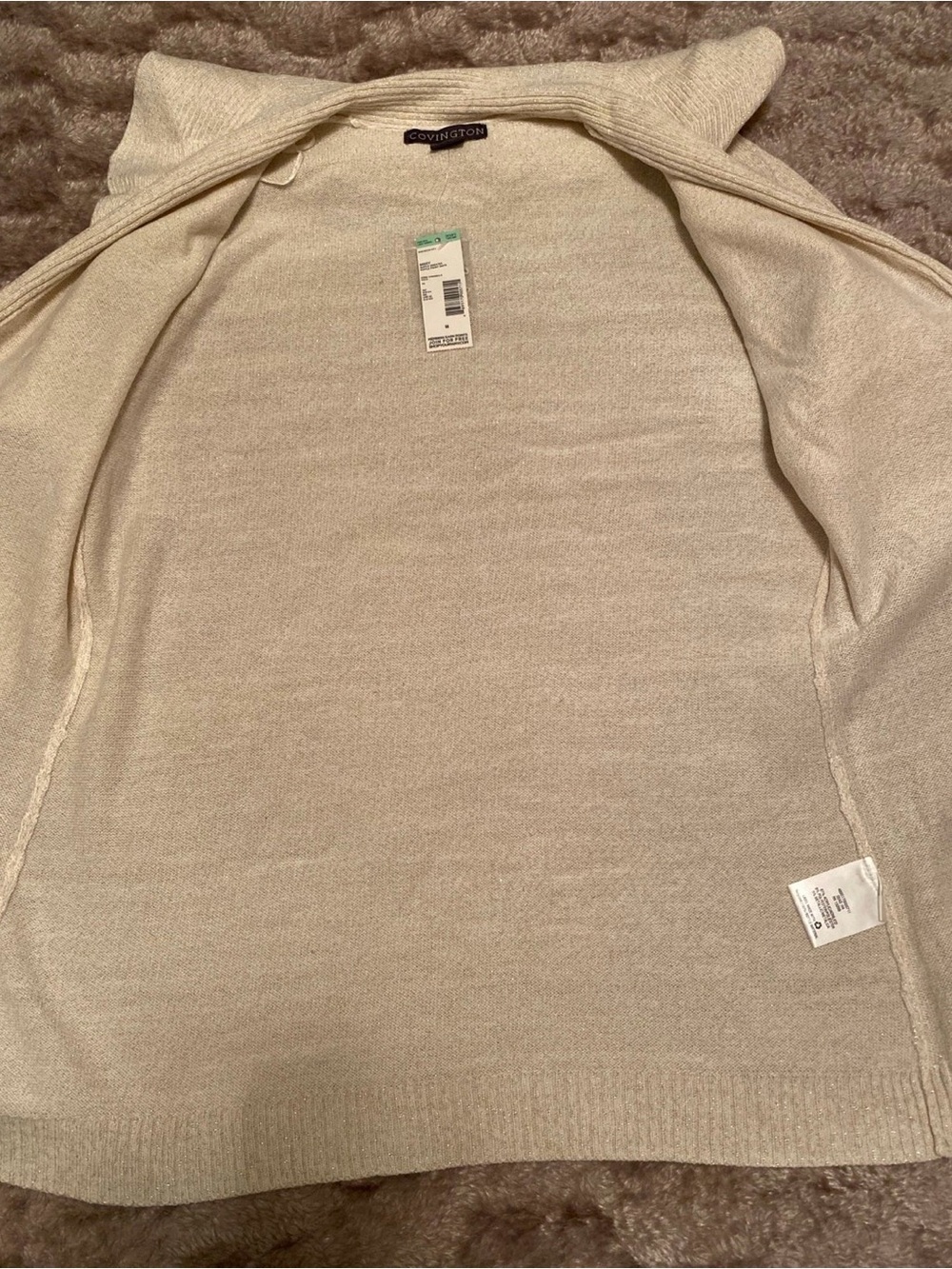 Covington Light Cream Ruffle Open-Front Cardigan - Picture 3 of 4